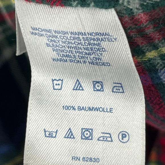 LANDS END Shirt Mens XL 17-17.5 Plaid Traditional Fit Flannel Button Down Blue - Picture 11 of 14